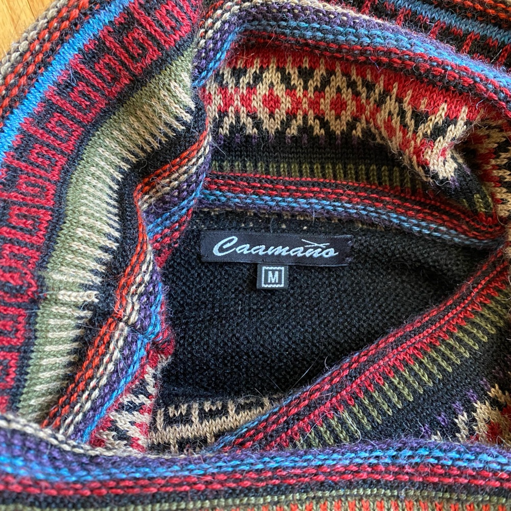Colorful Patterned Knit Sweater by Caamano, Size M - Picture 4 of 7